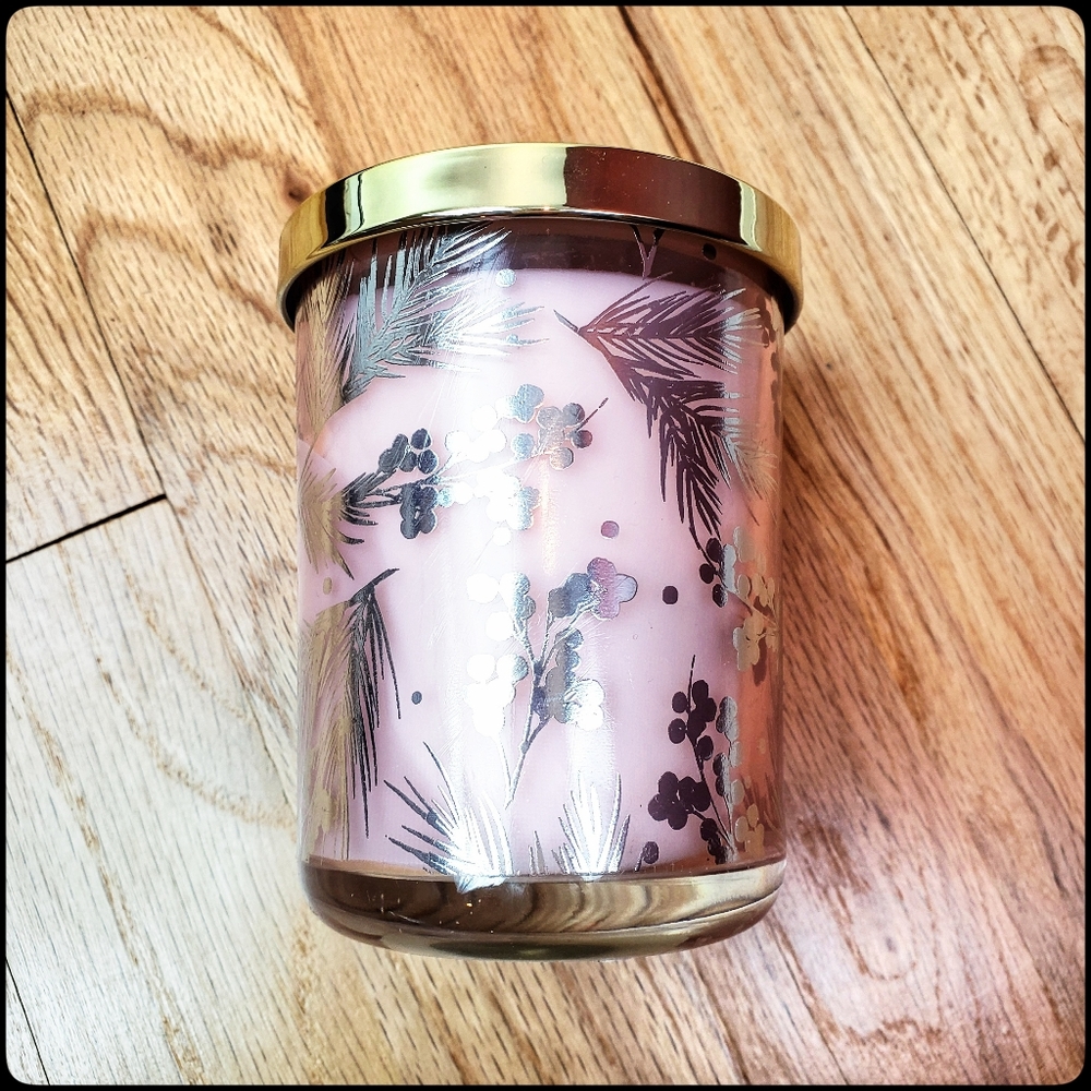 NWT LADY JAYNE Winter Fur Gold & Pink Candle